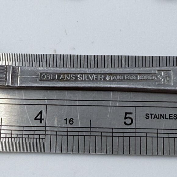 4 QTY Orleans Silver ORL31 Stainless Korea Knife Oval Soup Spoon Scroll Fan MCM - Picture 5 of 5